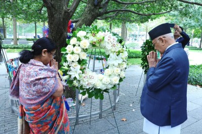  प्रधानमन्त्री ओलीद्वारा ‘सेप्टेम्बर ११ राष्ट्रिय स्मारक केन्द्र’ मा श्रद्धाञ्जली व्यक्त 